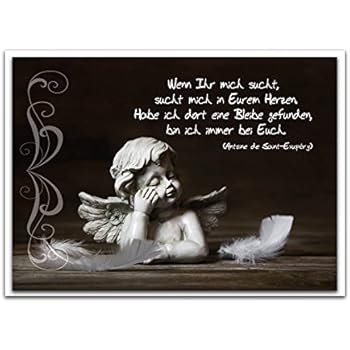 10 Stück Trauerkarte Kondolenzkarte Beileids-Karte ENGEL mit Spruch von