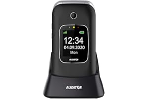 ALIGATOR V650 Téléphone Portable pour Seniors avec Bouton SOS et localisateur Noir