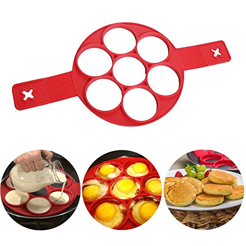 Nonstick Silikon Ei Ring Pfannkuchen Form,Kyerivs Fantastic Fast&Einfache Möglichkeit Perfekte Pancakes - 6