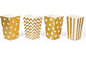 ewtshop® Lot de 40 boîtes à pop-corn dans 4 designs différents, sacs à pop-corn ou boîtes à bonbons pour les fêtes, les soirées cinéma et bien plus encore
