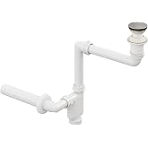 Aqua Bagno Smart Pop-up sifon, Taşma Deliksiz Krom +Comfort Yer Kazandıran Lavabo Sifonu -2 Par&ccedil;a Set