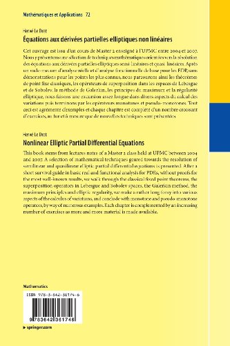 Livres Couvertures de Équations aux Dérivées Partielles Elliptiques non Linéaires (Mathématiques et Applications) (French Edition)