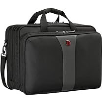 Wenger Legacy aktetas, laptoptas 17 inch voor over de schouder, notebook t/m 17 inch, 19 l, dames heren, kantoor zakelijk uni school, zwart/grijs