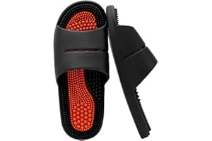 BYWXW Fussmassage Hausschuhe Plantar Fasciitis Massager Schuhe für Männer Frauen, Akupressur Fussmassagegerät mit noppen gegen Fersensporn, Lindert Rückenschmerzen(Size:EU 42/43,Color:Schwarz)