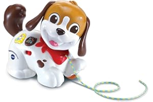 VTech - Toutou 1,2,3 Promène-Moi, Jouet à Tirer, Chiot Interactif à Promener, Chien Qui Bouge la Tête, Jouet Musical et Éducatif, Cadeau Enfant Dès 1 an - Contenu en Français