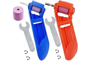 FICTEZLOVE 2 Pcs Affilatrice per punte da trapano, Affilatrice per punte da trapano portatile, Utensile ausiliario per trapano elettrico leggero, Realizzata in Plastica ABS e Mola in Corindone Marrone, Durevole