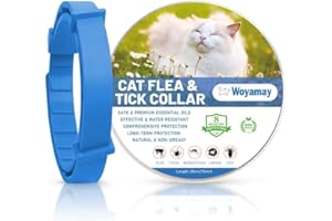 Woyamay Collier Anti Puces pour Chat, Collier Chat Anti Puces et Tiques Réglable, 8 Mois de Protection Naturelle Collier Anti Tique Chat Résistant à l'eau pour Chatons Moyens à Grands, Bleu