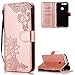 Produktbild Handyhülle für Huawei Honor 8 PU Leder Brieftasche,FNBK Spitzen Blumen Flip Wallet Stand Case Card Slot Leder Tasche Karteneinschub Magnetverschluß Kratzfestes Rosegold Schutzhülle für Huawei Honor 8