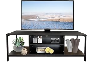 Jahof TV Stand, TV Console with Shelving, TV Cabinet with Open Storage for Living Room, Entertainment Room (Black, 55.1"/140cm)
