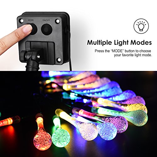 Solar Lichterkette, Vtin 50 LED Lichterkette Wasser Tropfen Silver String Fairy Wasserdichte Garten Beleuchtung, Weihnachtsdekoration, Dekorative Beleuchtung für Garten, Terrasse, Garten, Haus, Weihnachtsbaum, Feiern - 4