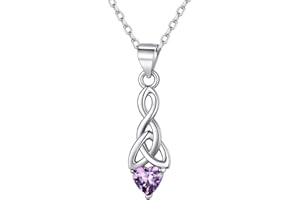ChicSilver 925 Sterling Silver Celtic Knot Birthstone Pendant Necklace For Women Simulated 12 Month Birthstone Jewelry(with Gift Box)