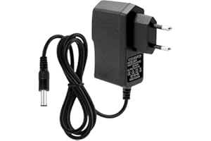 Azlanway DC 9 V 1 A Adaptateur Secteur, fiche de 2 m, Adaptateur 5,5 mm x 2,1 mm, Positif au Centre, AC 100-240 V vers DC 9 W, fiche commutable pour appareils 9 V 1 A