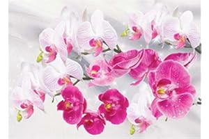 DCIDBEI Diamond Painting Orchidee 40x30 cm Painting Diamond 5D Grande Fiori Orchidea Diamond Painting Orchidee Bianche Quadri Fiori a Punto Croce 5D Diamond Painting Fiori Viola e Bianco