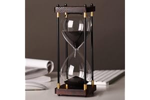 JINYISI Sablier, sablier, sablier décoratif en bois, grand minuteur en lourglass 60 minutes, sablier noir pour bureau de chambre à coucher