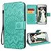 Produktbild VemMore Kompatibel für Samsung Galaxy S7 Hülle Handyhülle Schutzhülle Leder PU Wallet Flip Case Bumper Lederhülle Ledercase Blumen Muster Klapphülle Ultra Dünn Kartenfach Klappbar Magnetisch - Grün