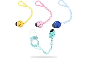 BSITSSS 4 Stück Schn_ulerkette, Schn_ullerband Schn_ullerkette Mädchen Schnu_ller_kette Junge, Schnu_ller_kette Personalisiert für Jungen und Mädchen, Langlebig–Hohe Robustheit(Blau, Rosa, Gelb, Grün)