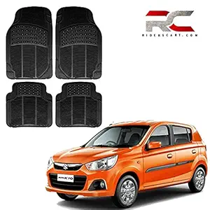Riderscart (4 Pcs) Full Set Ridged Heavy Duty Anti- Slip Car Rubber Floor/Foot Mat for Maruti Suzuki Alto K10 (Non Slip, Black) with Warranty