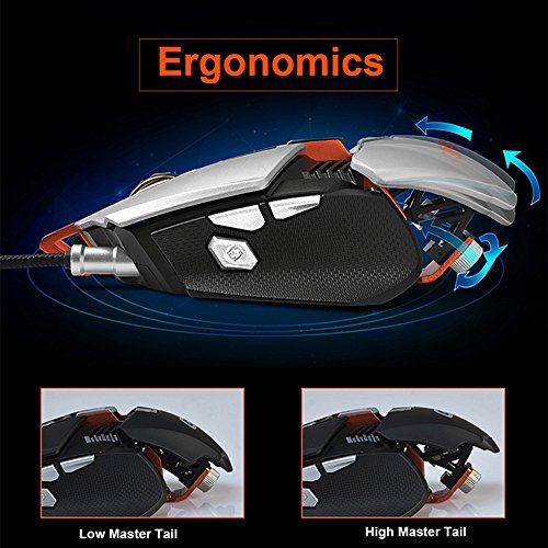 lexonelec   Rat  n Gaming AJAZZ GTX Wired Retroiluminado RGB LED respiraci  n 4000DPI ajustar juego de peso adicional USB   ptico rat  n para gamer de metal Panel   7  botones para PC port  til ordenador