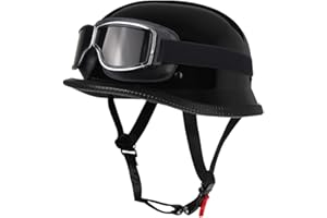 DIRERTYS Deutsch Helm Halboffenen Vintage Öffnen Motorradhelm Halb-Helm ECE-Zertifizierung Chopper Helm mit Sonnenbrille für Mopeds Cruiser Vintage Jet Helm Schnellverschlussschnallen M-XXL