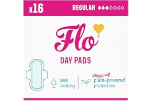Flo Bamboo Day Period Pads – Super Absorbent, Soft, Thin Sanitary Towels – Winged Breathable for Regular Flow – 16 Count