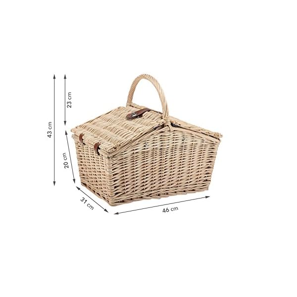 anndora Picknickkorb 4 Personen Weidenkorb Henkelkorb beige + Zubehör 23 TLG. – Bild 9