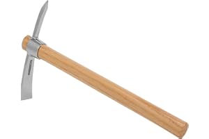 skrskr Outdoor Camping Multifunktionale Spitzhacke Schwere Edelstahl Spitzhacke Handhacke mit Holzgriff, Silver