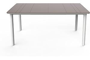 RESOL GRUPO Resol Noa Mesa Rectangular Interior, Exterior 160x90 | jardín, terraza, balcón, Salon, Cocina, Comedor | diseño, Ligero, Multiusos | 4-6 Personas | Pie Blanco - Tablero Arena