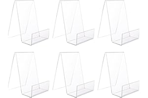 ASelected 6Pcs Clear Acrylic Book Stand - Transparent Book Display Stand for Displaying Notebooks, Picture Albums, Menu, Magazine