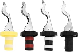 FENGLIN-JOY 4 pièces Tappo da Vino Inossidabile,Tappo Ermetico per Bottiglie,Tappi per Bottiglie di Vino con Leva,Tappo per Bottiglia Riutilizzabile Pour la collection de vin Vin Flaschenverschlüsse mit Hebel