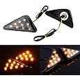 Gear UP Universal Triangle Flush Mount LED Turn Signals Blinker/Indicator For Yamaha R15 All Models,Transparent Color (Set of 2 Pc)