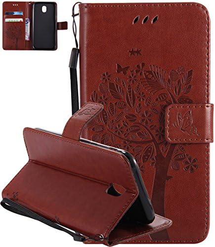 Roreikes® Samsung Galaxy J5 2017 European Version (5.2zoll) [Cat Tree] Retro Flowers Neutral Design High Quality Flip PU Leather Case Durable Silicone Case and Soft BLACK TPU BUMPER BOX Anti-scratch Inner Shell Cash ID Card Slot and Magnetic Closure Case With Strap Portable Bookstyle Stand Function Retro Slim Fit Wallet Cover Shock Proof Cover Protection