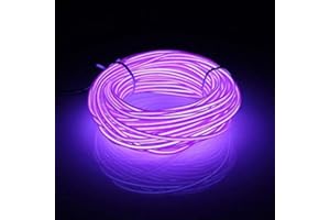 Kmruazre 5m/16ft El Wire Lila mit Batterietransformator Lichtleisten für Weihnachten, Weihnachten, Halloween Rave Partys (Lila)