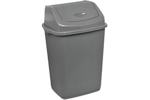 Easy Shopping® 60L 60 Liter Plastic Grey Swing Bin for Home and Kitchen Garden Indoor Outdoor Rubbish Waste disposal Bin