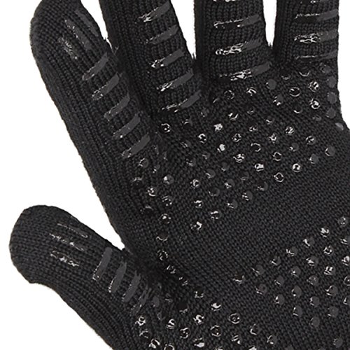 Feuermax BBQ Grillhandschuhe (2er Set) Ofenhandschuhe Kaminhandschuhe – extremer Hitzeschutz bis 500°C – mit Anti-Rutsch Beschichtung für eine sichere Verwendung - 4