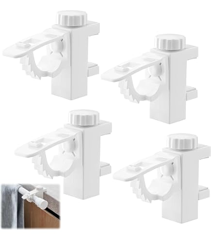 4 Supports De Tringle à Rideau Réglables - Pour Montage Au Plafond Ou Mur - Compatible Tringles 23-28mm