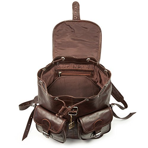 Großer Lederrucksack Größe L / Laptop Rucksack bis 15,6 Zoll, für Damen und Herren, aus geöltem Leder, Kastanien-Braun, Hamosons 560 - 4