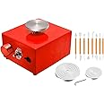Yellow Tommy Mini Electric Pottery Wheel Machine, Wheel Dia 10cm, 6.5cm, 5cm, Variable Speed with Tool Set | Birthday Gift, Artists, Students, Home Decor (RED)
