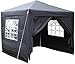 Produktbild Airwave Pop-Up-Pavillon, 2,5 x 2,5 m, schwarz, wasserfester GartenPavillon, 2 Windstangen und 4 Gewichte für die Beine