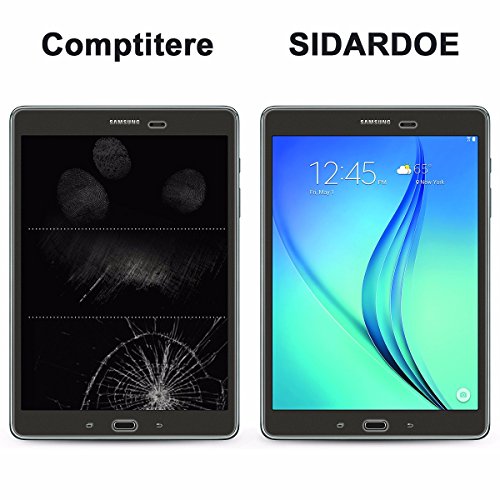 [2-pack] Galaxy Tab A 9.7 Schutzfolie, SIDARDOE gehärtetes Schutzglas für Samsung Galaxy Tab A 9.7, HD ultraklar, 0,33mm, 2,5D abgerundete Ecken, Härtelevel 9H, kratzfest, fingerabdruckabweisend, mit Garantie - 6