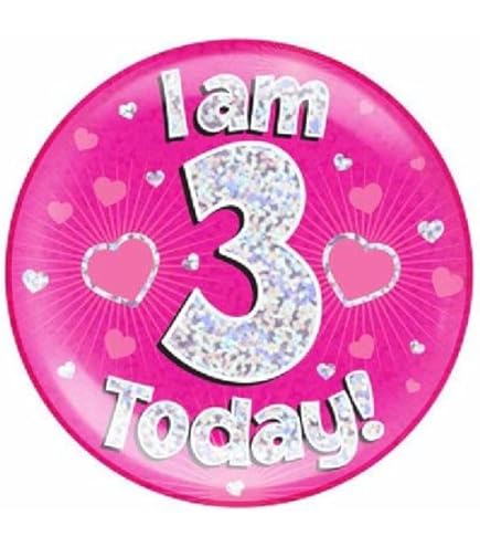 Amscan Badge – Happy 3rd Birthday, Holografisch, Für Kindergeburtstagspartys
