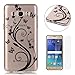 Produktbild CaseHome Silicone Gel Samsung Galaxy J5 2016/J510FN Hülle(Mit Frei HD Displayschutzfolie) Transparent Weiche Silikon Schutzhülle,Weicher Flexibel Klar Gel Silikon TPU Hülle Superdünn Stoßfest Tasche Telefon-Kasten Schutz Tasche Schutzhülle Durchsichtig Handyhülle Silikon Case Schale für Samsung Galaxy J5 2016/J510FN with Unique Black Pattern Design-Butterfly Floral Leaf