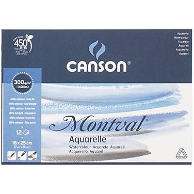 Canson Aquarelle Montval 200807317 Papier pour aquarelle 12 feuilles 18 x 25 cm Blanc Naturel
