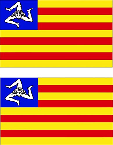 X 2 Adesivi per Auto, Moto, pc Vinyl, Motivo: Bandiera della Sicilia independant