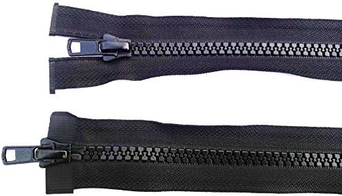 no 8 Heavy Duty BLACK Plastic 2 WAY Opening ZIP OPEN ENDED 20 to 32 Inch Long-