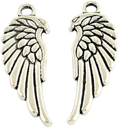 10 x Tibetan Silver ANGEL WING 35mm Charms Pendants Beads