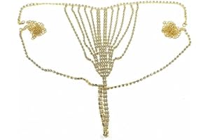 GOBFAR Sexy Stringa di Strass Perizoma Cristallo, Diamante Catena del Scintillante Catena del Corpo Cristallo Mutandine, Strass Biancheria Intima Gioielli Perizoma in Catena Corpo