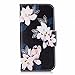 Produktbild LEMORRY Samsung Galaxy A5 (2017) Hülle Tasche Ledertasche Flip Beutel Haut Slim Bumper Schutz Magnetisch Schließung Stehening Soft SchutzHülle Weich Silikon Cover Schale für Galaxy A5 (2017), Blumen