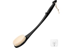 FY&XZH Rückenbürste mit langem Griff – 17-Zoll Duschbürste für Männer und Frauen, Langer Griff Exfolierende Körperbürste, Mittlere Borstenspannung für Trocken- oder Nassbürsten (Schwarz)