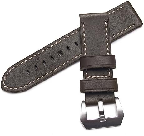 WatchAssassin Genuine Leather Muddy Brown (White-Stitch) Watch Strap pre-V buckle 24mm