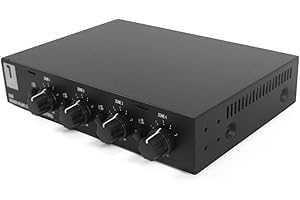 RO&CO Sélecteur Haut-Parleurs 4 Zones avec Volume 2x80W Boîtier Audio Multiroom Stabilité Impédance pour Enceintes 4-16 Ohms Contrôle Indépendant Design Métallique pour Système HiFi Domestique